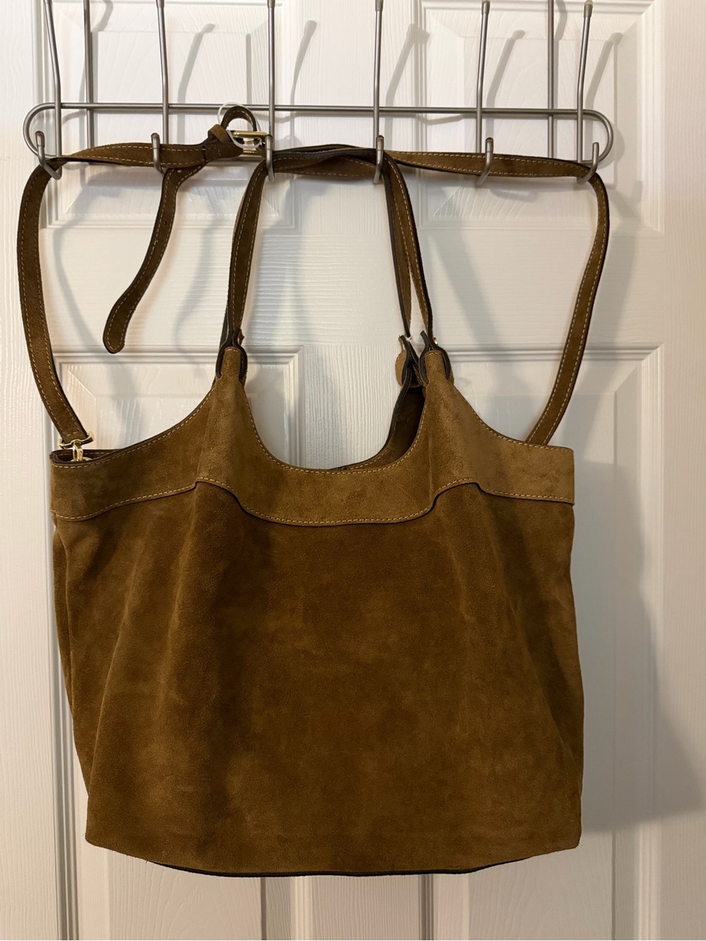 Suede Shoulder Tote in Brown - Elegant Everyday Carry